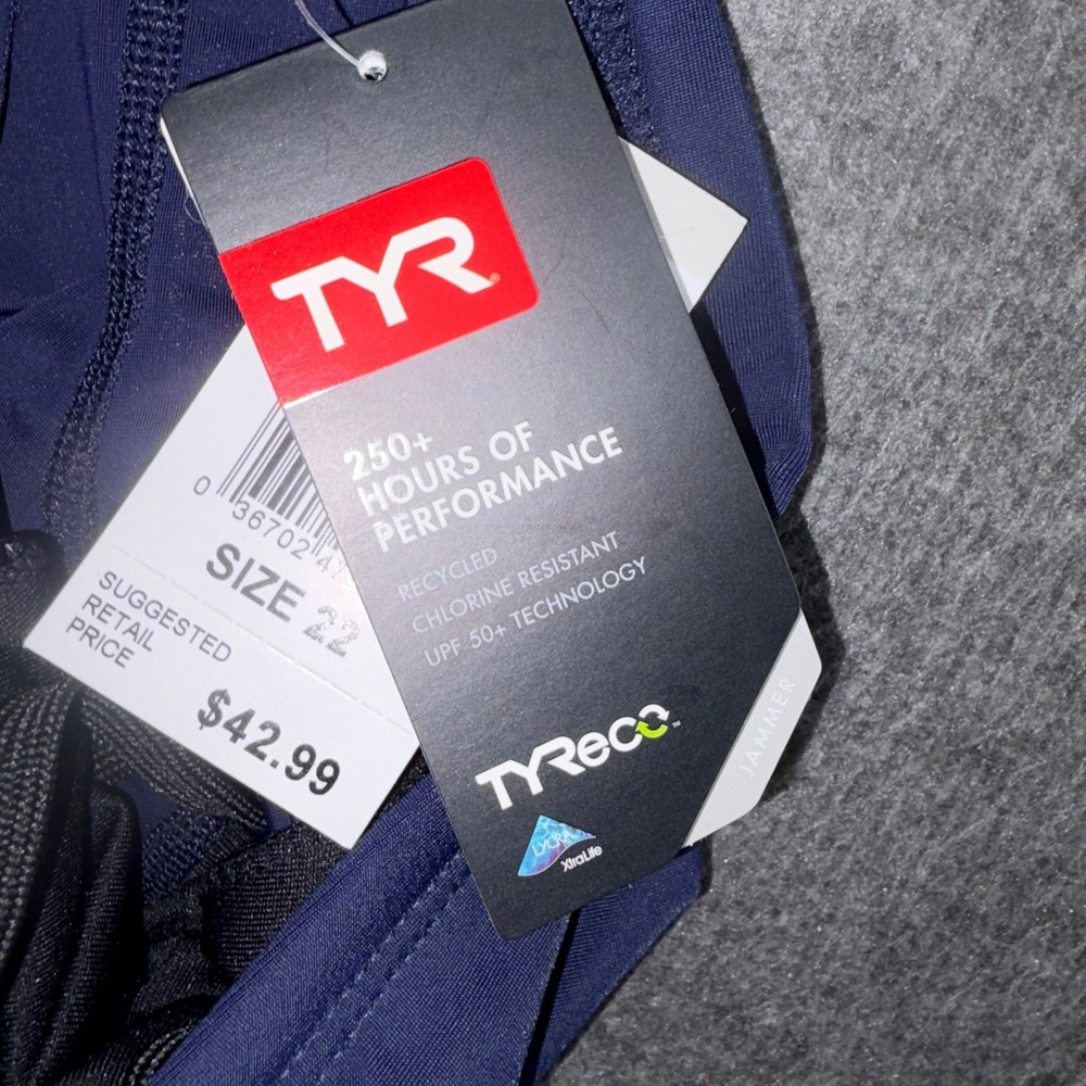 TYR Boys Solid Jammer Swim Shorts Navy Blue Size 22 RJAM1Y UPF 50+ NWT - Picture 4 of 6